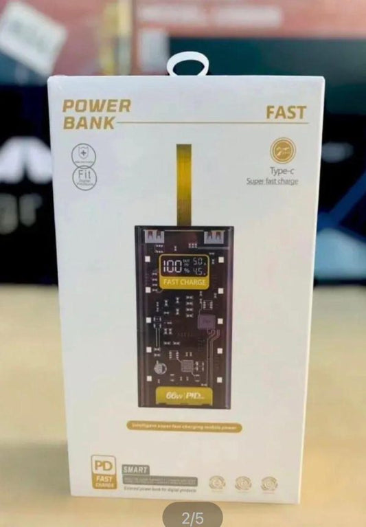 20000mAh PD Power Bank – Transparent Case & LED Display