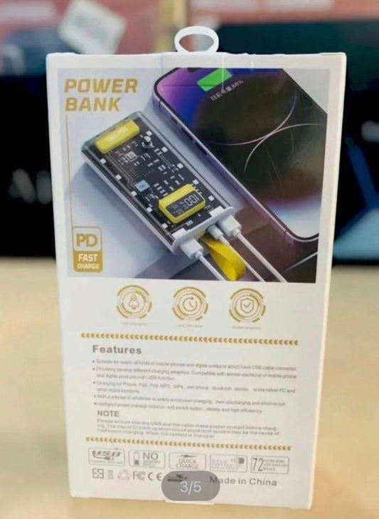 20000mAh PD Power Bank – Transparent Case & LED Display