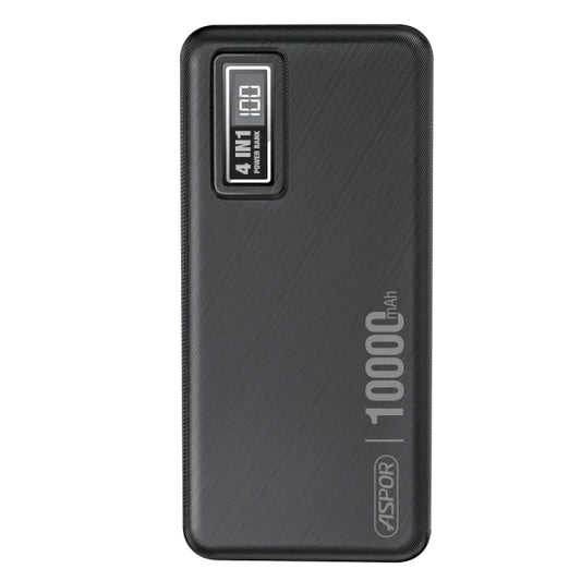 Aspor A300 Power Bank 10000mAh – 4-in-1 Fast Charge Black
