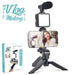 AY-49 Vlogging Kit with Mic, LED Light, Tripod & Phone Mount